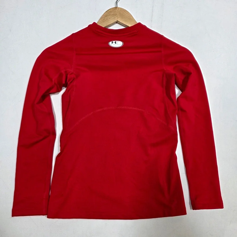 Under Armour ColdGear Shirt Youth Medium Red Fitted Long Sleeve Base Layer